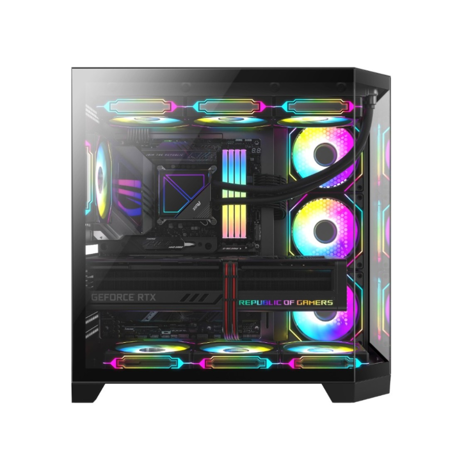 REVENGER INFINITY Mesh Full Tower Black (TEMPERED GLASS WINDOWS) ATX GAMING DESKTOP CASE WITH 7 ARGB FAN